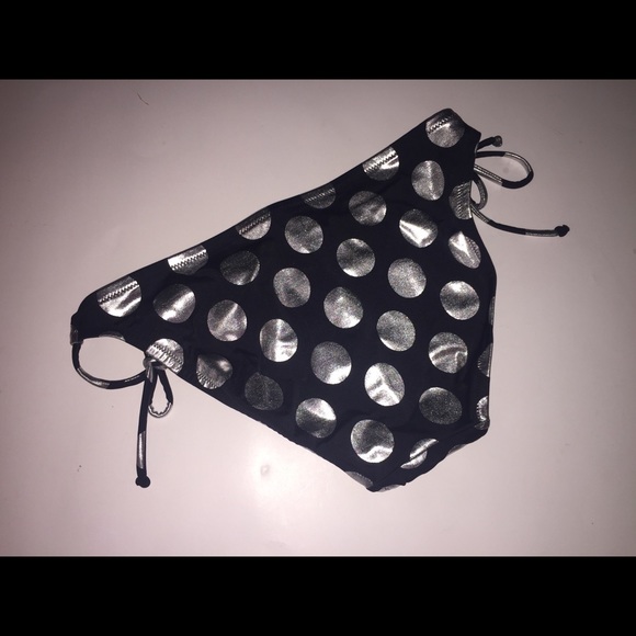 VS Medium Black & Silver Polka Dot Bikini Bottoms swimwear - Picture 3 of 7